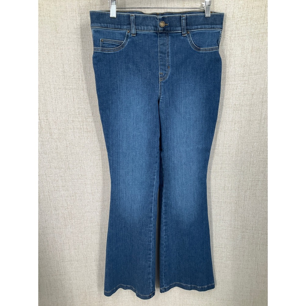Spanx Flare Jeans Womens XL Blue Cotton Tummy Control High Rise Boho Classic